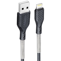 Forcell Carbon Ladekabel USB A zu iPhone-Anschluss 8-polig 2,4A