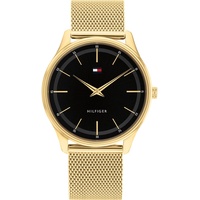 Tommy Hilfiger Analog Quarzuhr für Herren mit Gelbgoldfarbenes Edelstahl-Mesh-Gliederarmband