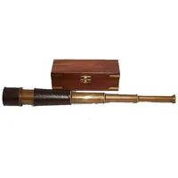 Linoows Teleskop Fernrohr bronziert mit Lederbezug, Mahagonie Etui
