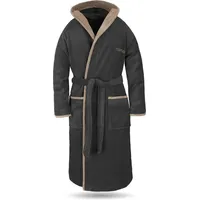Normani Unisex Baumwoll-Bademantel Rob in Schwarz/Beige | Gr.: 3XL