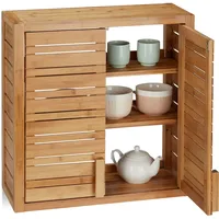 Relaxdays Relaxdays, Wandschrank aus Bambus, 2 Türen, höhenverstellbare Einlegeböden,