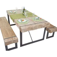 MCW Esszimmergarnitur MCW-A15, Esstisch + 2x Sitzbank, Tanne Holz