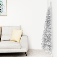 VidaXL Künstlicher Halb-Weihnachtsbaum Ständer Schlank Silbern 150 cm