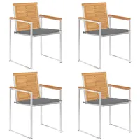 VidaXL 4 Stk. Gartenstühle mit Kissen Massivholz Teak