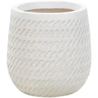 Beliani Blumentopf Weiß, Naturmaterialien, 22 cm LIVADIA
