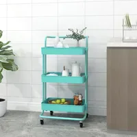VidaXL Küchenwagen 3 Etagen Türkis 42x35x85 cm Eisen und