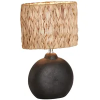 MeineWunschleuchte Tischlampe 38,5cm Keramikfuß Schwarz mit Lampenschirm Seegras