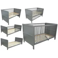 Micoland Kinderbett Juniorbett Beistellbett 140x70 cm 3in1 grau