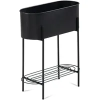 FineBuy Pflanzgefäß FineBuy Pflanzenkübel 51x65x22 cm Metall Schwarz Blumentopf