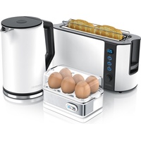 Arendo Frühstücks-Set in weiß - Wasserkocher / Toaster /