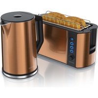Arendo Frühstücksset 2-teilig, 1,5L Wasserkocher Edelstahl, 1500W Langschlitz Toaster