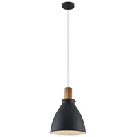 LINDBY Hängeleuchte Trebale, E27, Ø 28 cm, schwarz, Holz