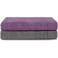 Komfortec Saunatuchset 80 x 200 cm grau/lila 2 St.