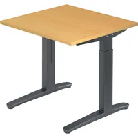 Bümö Schreibtisch Buche, Graphit, Nachbildung,Buche, Quadratisch, 80x74x80 cm, FSC