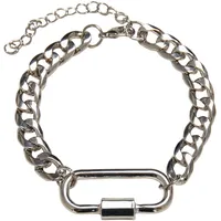 URBAN CLASSICS Fastener Bracelet in Silberfarben, Größe S/M