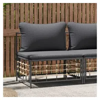 VidaXL Garten-Mittelsofa mit Dunkelgrauen Kissen Poly Rattan