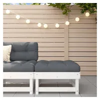 VidaXL Gartenhocker mit Kissen Weiß Massivholz Kiefer