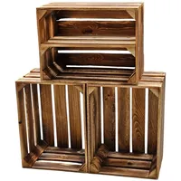 Teramico Vintage Holzkisten Obstkisten 3 x 40x30x25cm geflammt Ablage