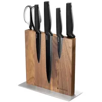 Navaris Messerhalter doppelseitig magnetisch aus Walnuss - Magnet Messerblock