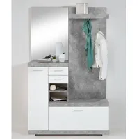 FMD Garderobe Beton Optik weiß glänzend B/H/T: ca. 120x193,5x35,5