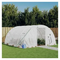 VidaXL Gewächshaus Stahl Weiß Folie 16 mm 16 m2
