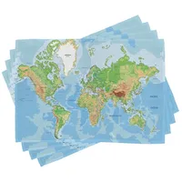 ABAKUHAUS Weltkarte Platzmatten, Topographische Bildung, Waschbare Stoff Esszimmer Küche
