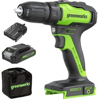 Greenworks GD24DD35K2 Akku Bohrschrauber mit bürstenlosem Motor, 0-1450 U/min,
