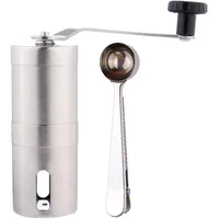 GWCLEO Hand-Kaffeemühle mit Keramik-Mahlwerk Manuelle Kaffeemühle Espresso-Mühle Edelstahl Stufenlose