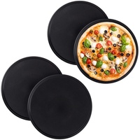 Relaxdays Pizzablech, 2er Set, rund, antihaftbeschichtet, Pizza & Flammkuchen,