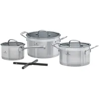 CHEF CUISINE Topfset, 3-tlg., Ø 16/20/24 cm, Glasdeckel, Topf-Untersetzer,