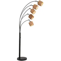 Meine wunschleuchte Bogenlampe 5flammig LED dimmbar & Lampenschirme geflochten