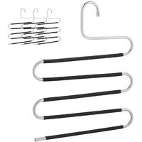 Relaxdays Mehrfach Hosenbügel, 4er Set, S-Form, 5 Stangen, rutschfest,