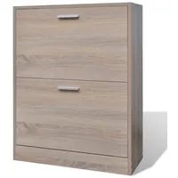 Furnicato Schuhschrank Holz in Eichen-Optik mit 2 Schuhkippern