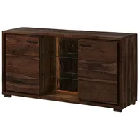 Massivmoebel24 Sideboard Akazie 145x40x78 dunkelbraun lackiert BARK #200