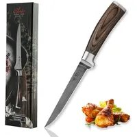 Wakoli EDIB Damast Ausbeinmesser I 14,5cm Klinge I Pakkaholzgriff