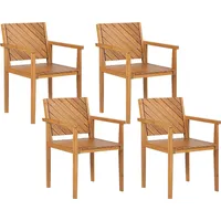Beliani Gartenstuhl Akazienholz hellbraun 4er Set