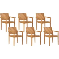 Beliani Gartenstuhl Akazienholz hellbraun 6er Set
