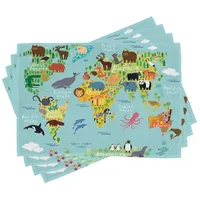 ABAKUHAUS Fernweh Platzmatten, Cartoon für Kinder Tiere der Welt