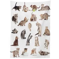 ABAKUHAUS Katze Tischdecke, Lustige Spielerische Katzen Bild, Personalisierter Druck