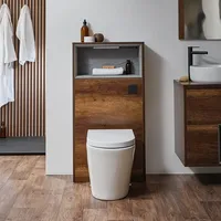 Hudson Reed Moderne Toilettenverkleidung mit Ablage, Dunkle Eichenoptik mit