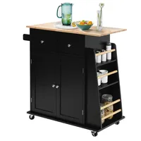 Costway Kücheninsel mit Räder & Bremsen, rollender Küchenwagen aus