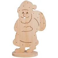 NÄVE Weihnachtsmann Weihnachtsdeko Weihnachtsmann beleuchtet LED Timer, Kiefer Holz