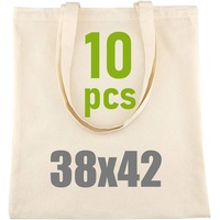 Idea-home IDEA HOME 10 Stück Baumwolltasche 38x42cm- Jutebeutel Groß