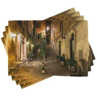 ABAKUHAUS Italienisch Platzmatten, Old Cafe in Rom Stadt, Waschbare