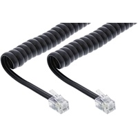 InLine Spiralkabel, RJ10 Stecker / Stecker, schwarz