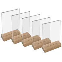 HMF 46942 Acryl Tischaufsteller mit Holzfuß | 5 Stück