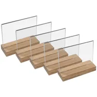 HMF 46943 Acryl Tischaufsteller mit Holzfuß | 5 Stück
