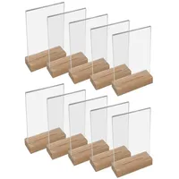 HMF 46942 Acryl Tischaufsteller mit Holzfuß | 10 Stück
