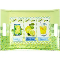 Lashuma Melamin Tablett gelb grün, Design: Zitrone, Italienisches Küchentablett