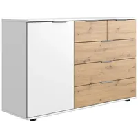 Lomadox Kommode GRANADA-43, Schlafzimmer in weiß mit Artisan Eiche